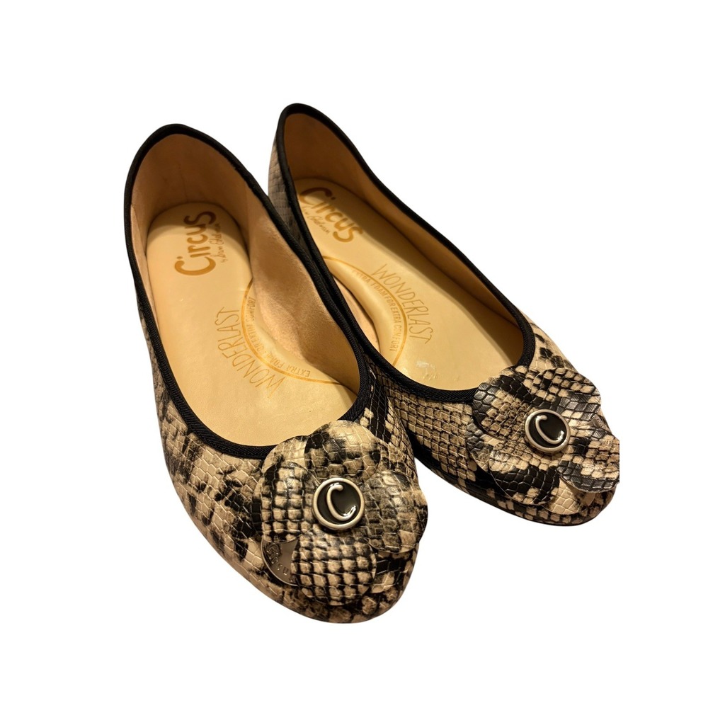 Circus by Sam Edelman Colleen Snake Print Ballet Flats Women's 9 Skimmer Shoes